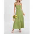 thumbnail image 3 of Faithtur Robe d'Été de Femmes Robe Cami Couleur Unie Spaghetti Sangle Taille Découpe Ouverte Dos Longue Robe, 3 of 9