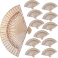 thumbnail image 1 of 12pcs Sandalwood Fan, 8 Inch Chinese Wooden Openwork Personal Handheld Folding Fan For Wedding Party Home Decorations, 1 of 5