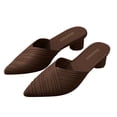 thumbnail image 2 of Mules for Woman Flats Weave Pattern Closed Toe Backless Mules Low Block Heel Dress Shoes Slip on Slides Casual Shoes,37, 2 of 5