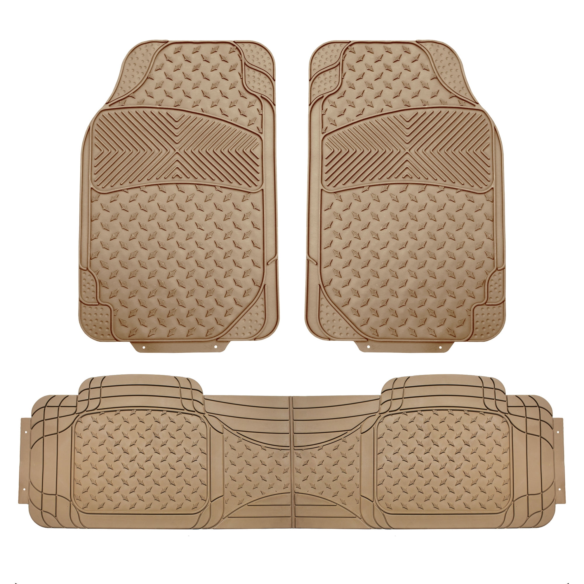 FH GROUP Semi Custom Trimmable Vinyl Full Set Auto Floor Mats, Beige