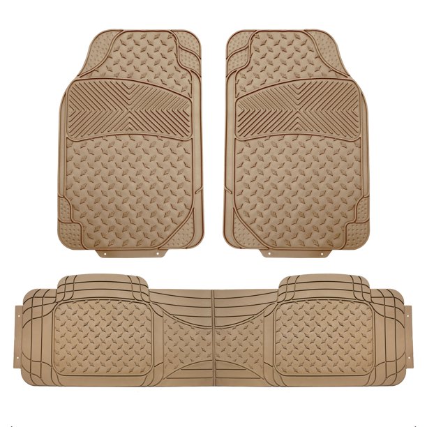 FH GROUP Semi Custom Trimmable Vinyl Full Set Auto Floor Mats, Beige
