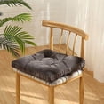 thumbnail image 4 of Nvzi Cojín de pana suave para silla de exterior o patio con lazos, para decoración del hogar, para silla de comedor de interior, 18" × 18" × 3,6", color gris oscuro, 1 unidad, 4 of 5