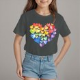 thumbnail image 2 of Toddler Girl Clothes Heart Graphic Birthday Girl Shirt Short Sleeve T Shirt Love Print Tee for Holiday Party Grey 18-24 Months, 2 of 4