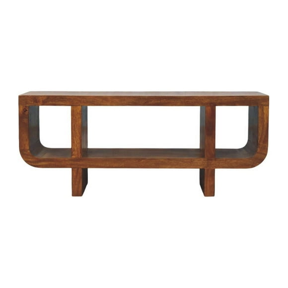 Artisan Furniture Solid WoodOrion Curved Chestnut Media Unit , Brown, 3 Shelves