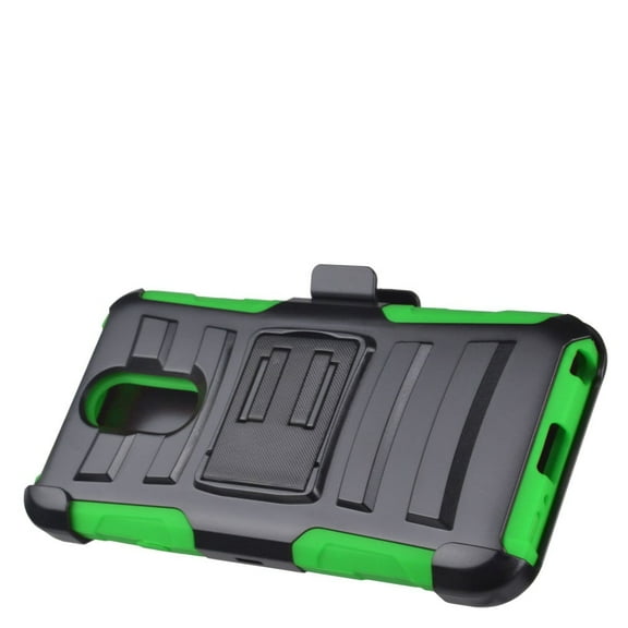 GSA Hybrid Armor Case Stand Holster for LG Q7, Q7 Plus Green