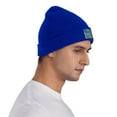 thumbnail image 6 of ZICANCN Blue Geometric Abstract Floral Knit Beanie Hat, Winter Cap Soft Warm Classic Hats for Men Women, Blue, 6 of 8