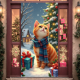 thumbnail image 5 of Orange Christmas Banner Snowy Scene Festive Display Plaid Scarf Gift Boxes Xmas Backdrop for Christmas Party Winter Holiday Photo Shoot, 5 of 9