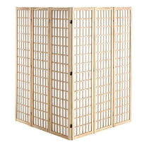 Japanese Style 6-Panel Room Divider, Wood Folding Screen for Indoor Privacy, Home & Office Partition