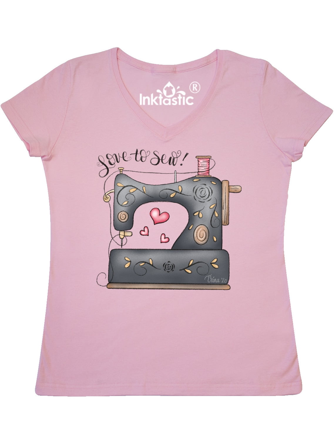 INKtastic Love to Sew Sewing Machine Women's VNeck TShirt Walmart