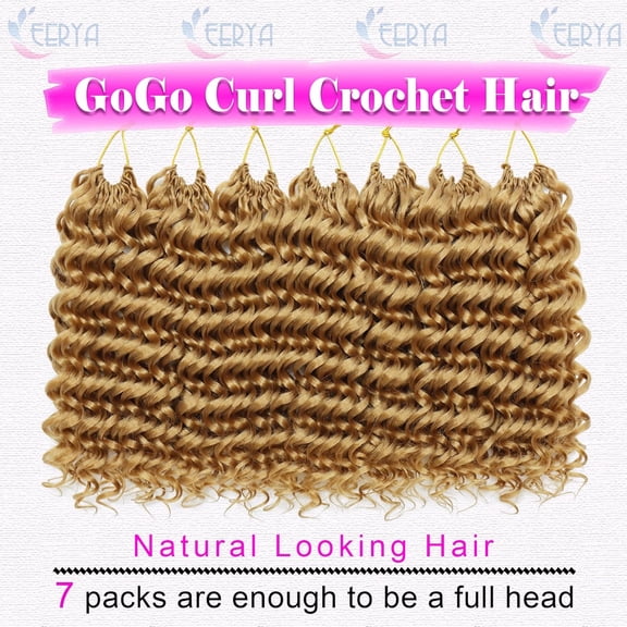 WEIF-7 Packs GoGo Curl Crochet Hair 12 Inch Short Curly Crochet Hair for Women Deep Wave Beach Curl Crochet Braids Synthetic Braiding Hair Extensions(12 Inch, #27)