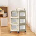 thumbnail image 3 of WRKEKC Clearance Multi-Layer Transparent Storage Cart with Wheels, Mobile Organizer for Kitchen or Bathroom (76x34x25.5cm), 3 of 6