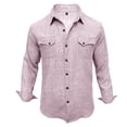 thumbnail image 4 of UAMVSH Men's Linen Shirts Casual Long Sleeve Button Down Shirt Regular Fit Collared Work Tops with Pockets for Wedding Beach, 4 of 7