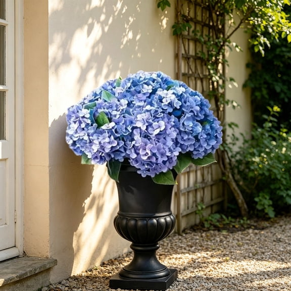 HonestMatter Outdoor Artificial Flowers, Hydrangea Picks UV Resistant, Faux Flowers for Porch Garden Wedding Centerpieces, Blue