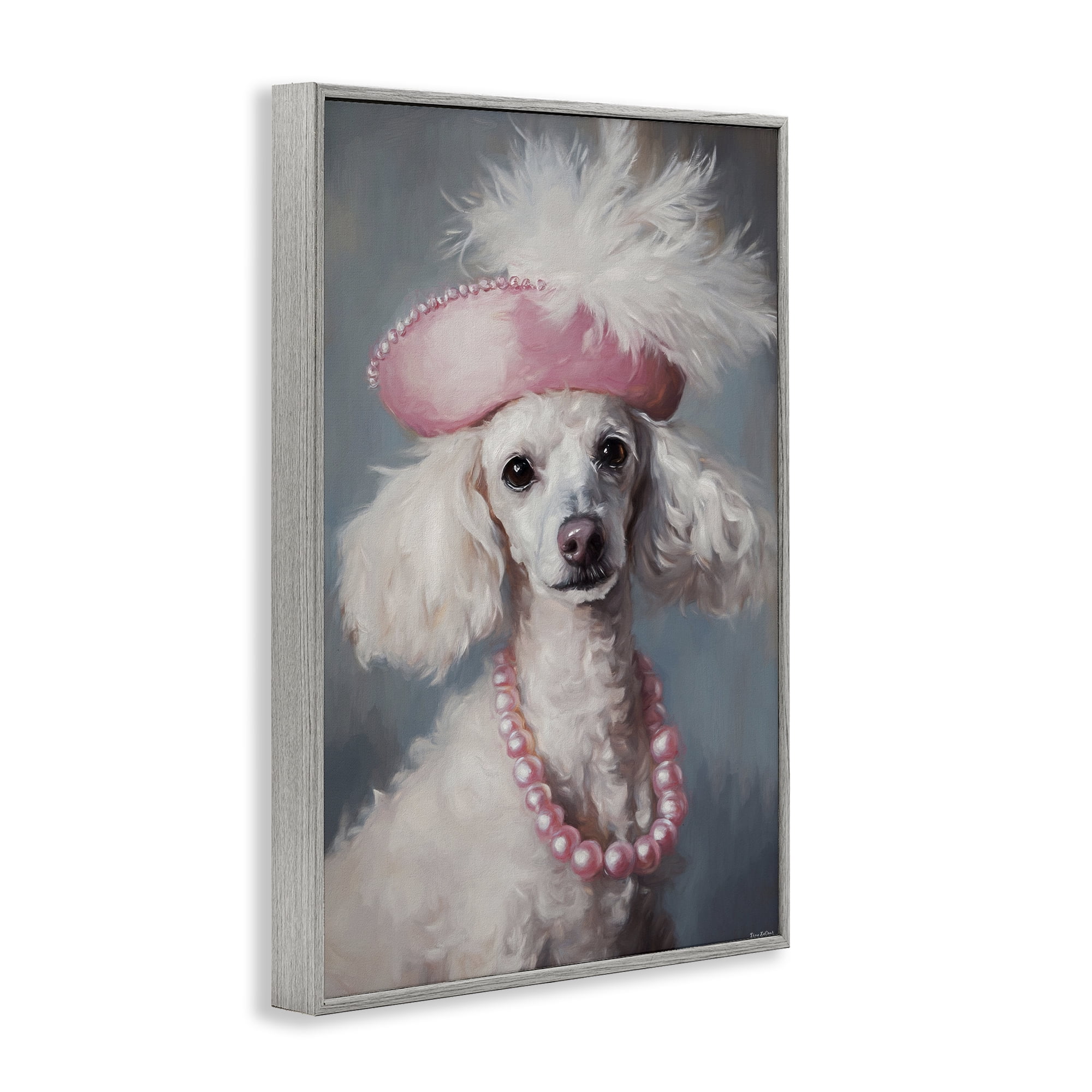 Stupell Industries Beautiful Collette Pup Gray Framed Giclee Art, design by Tina LeCour