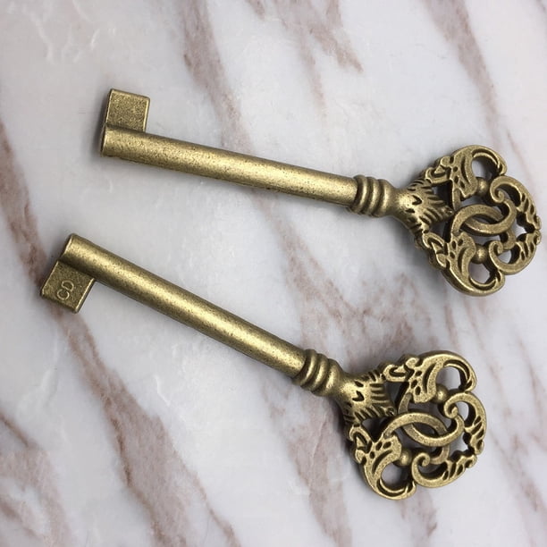 10Pc Vintage Style Open Skeleton Key Hole Head Furniture Cabinet