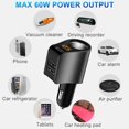 thumbnail image 4 of Adaptador de encendedor de cigarrillos de extensión de cargador de coche, divisor de enchufe de 3 puertos USB, salida de automóvil de 12V/24V con medidor de voltaje, 4 of 5