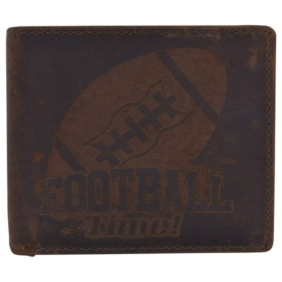 Football Logo Mens RFID Blocking Genuine Leather Bifold Wallet