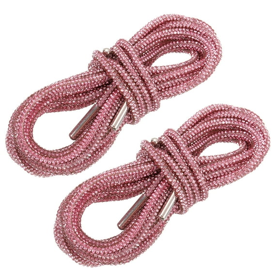 2Pack Rhinestone Shoe Lace, 63" Bling Glittered Ropes Drawstring Cords Replacement (Pink)