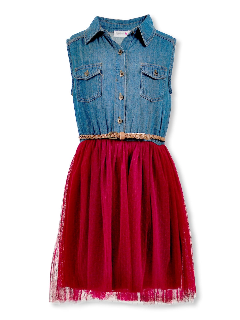 red girl denim dress