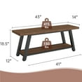 thumbnail image 3 of LOGYAT 43 inch Wood Entryway Bench with Shoe Storage, Wooden End of BedBench, Long Bench Seat for Hallway Bedroom Living Room, Farmhouse Style, Walnut, 3 of 5