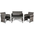thumbnail image 2 of Gymax 4PCS Patio Outdoor Rattan Conversation Furniture Set w/ Black Cushion, 2 of 10