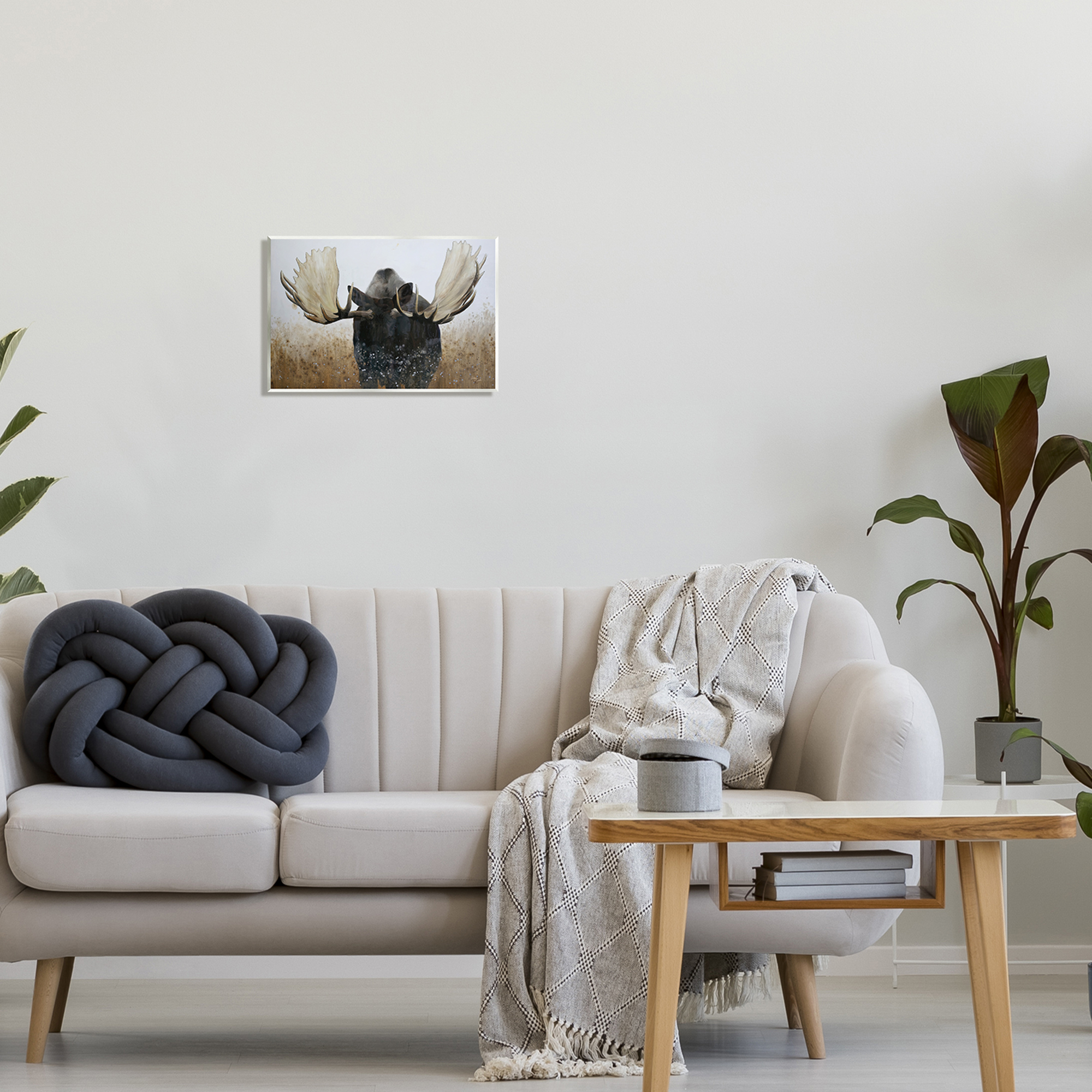 Stupell Industries Moose Portrait Modern Splash Animals & Insects Painting Unframed Art Print Wall Art, 15 x 10
