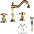 thumbnail image 2 of 8 inch 2 Handles 3 Holes Widespread Bathroom Sink Faucet Antique Brass Bathroom Vanity Faucet Basin Mixer Tap Faucet Matching Metal Pop Up Drain with Overflow, 2 of 6