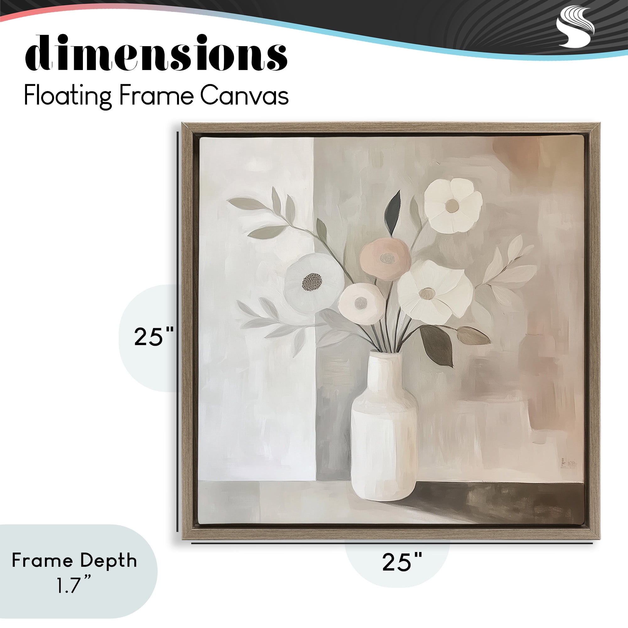 Stupell Industries Minimalist Muted Flower Vase Brown Framed Floater Canvas Wall Art, design by Heidi Kuntz