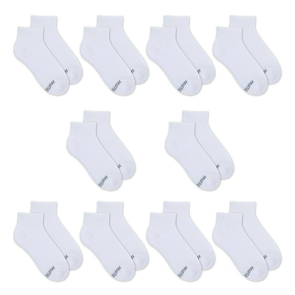Fruit of the Loom All Day Comfort Boys Ankle Socks, Sizes 4.5-9, 10-Pack