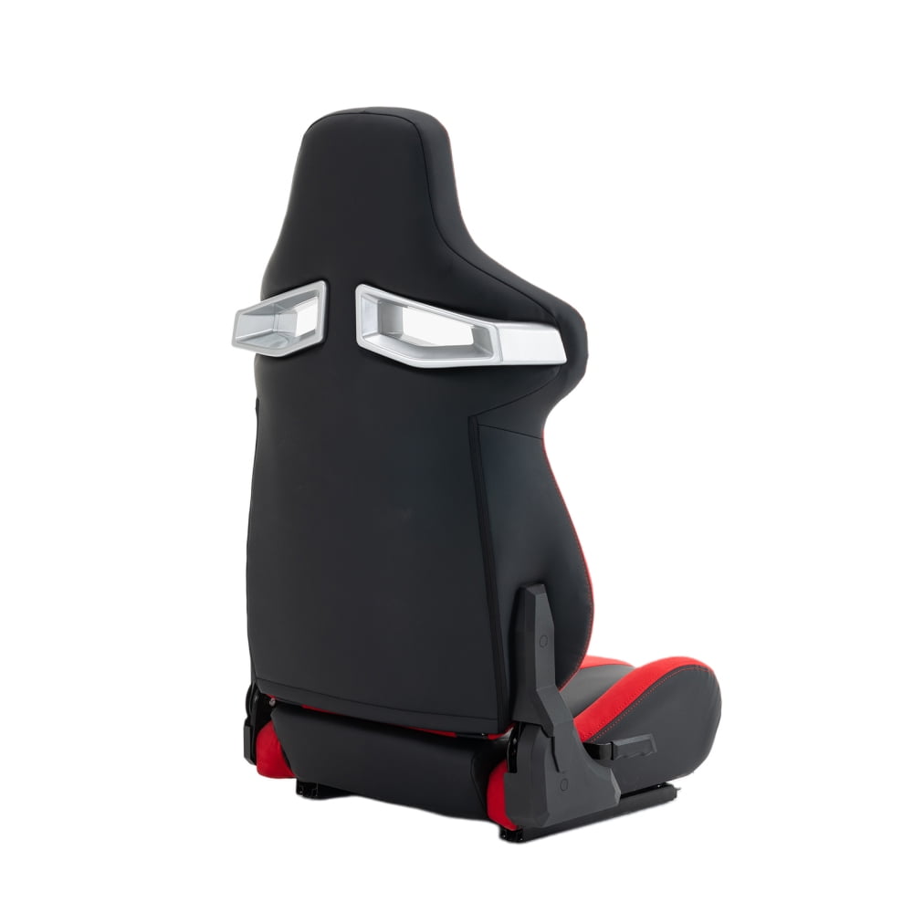 DECMAY Universal Reclinable Racing Simulator Seat – Bucket Style Sport Seat with Adjustable Lock Slide, Red+Black PU Leather & Iron/PVC Frame for PS5/PS4/Xbox/PC