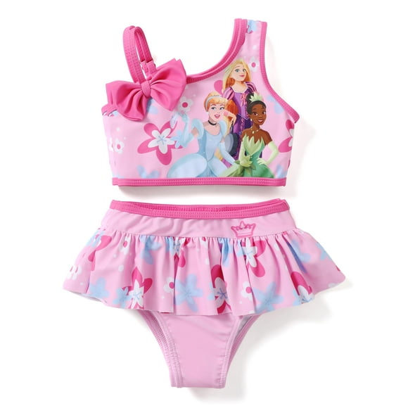 Traje de baño Disney para niñas pequeñas con un solo hombro, pajarita, tankini, 2 años
