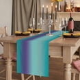thumbnail image 2 of Teal Purple Ombre Burlap Cotton Table Runner 16x72 Inches Long, Modern Gradient Abstract Art Farmhouse Table Runners, Outdoor Dining Tablecloths Decor for Baby Shower/Party/Wedding, 2 of 8