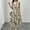 Beige, variant on Women's Vintage Loose Print Crew Neck Pocket Sleeveless Dress