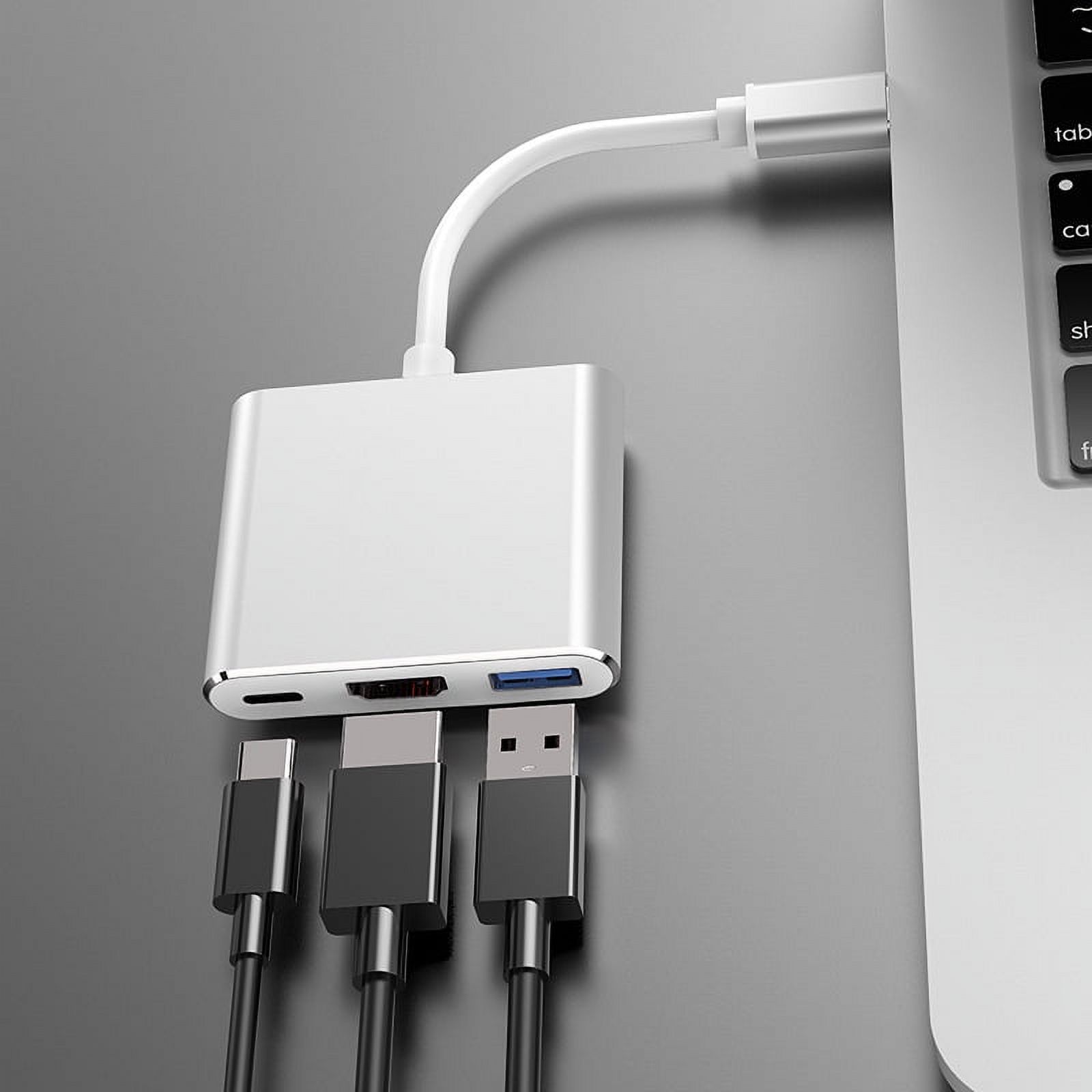 USB C to HDMI Multiport Adapter, HDMI 4K Output USB 3.0 Port and USB-C Charging Port, USB-C Digital AV Multiport Adapter Compatible for MacBook, MacBook Pro/air Other USB-C Devices - Silver