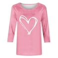 thumbnail image 4 of Goodtrade8 Juniors 3/4 Sleeve Tops Plus Size Spring Pullover Valentine Holiday Gifts for Girlfriend T-Shirts for Women Cute, 4 of 5