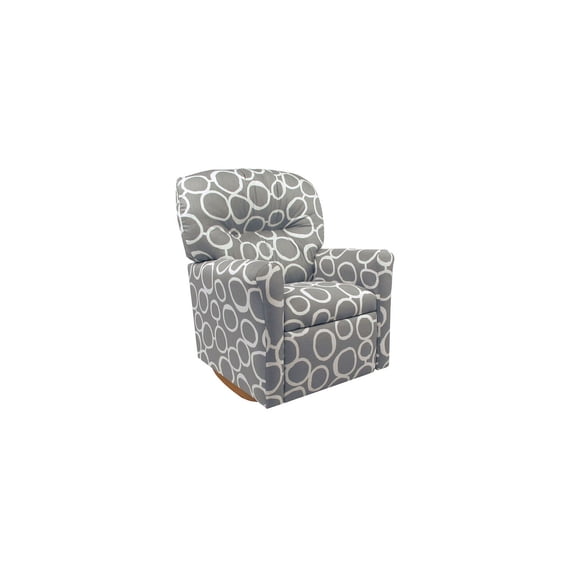 Dozydotes Contemporary Freehand Kids Rocker Recliner in Gray Cotton with Exclusive Safety Design