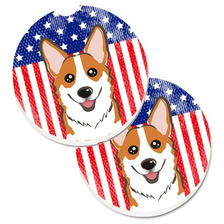 

American Flag & Red Corgi Set of 2 Cup Holder Car Coaster