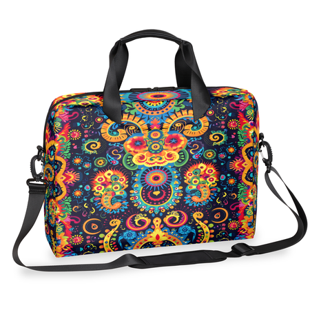 Herdesigns Mexico Colorful Floral Laptop Bag for Women Men, Computer Case Briefcase Messenger Bags, 15-15.6 inch Laptop Sleeve Shoulder Bag
