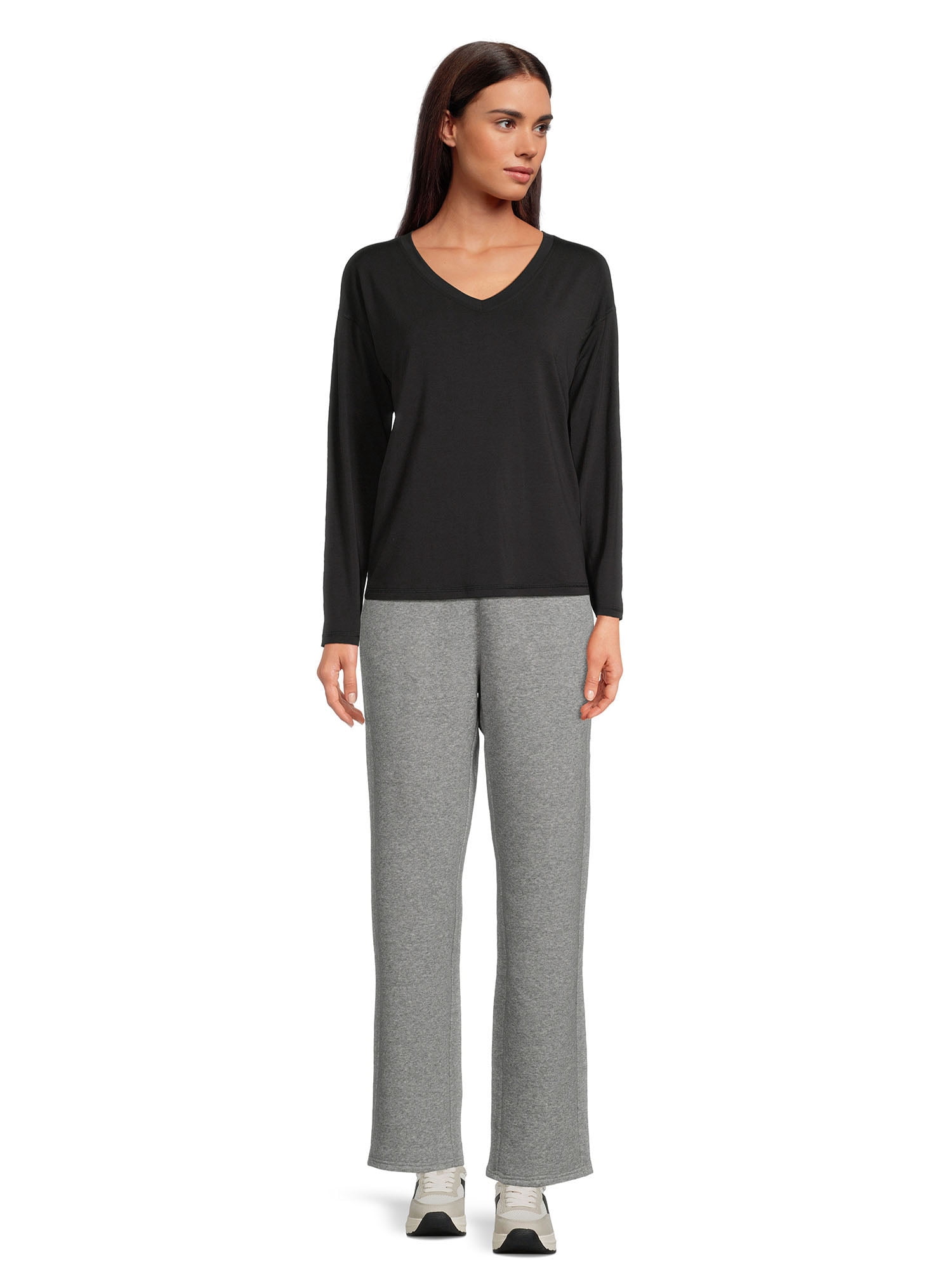 Athletic Works Women’s Dri More Boxy Tee with Long Sleeves, Sizes XS-XXXL