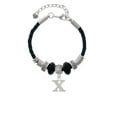 thumbnail image 2 of Delight Jewelry Silvertone Large Initial - X - Best Friend Celtic Knot Leather Bead Bracelet, 7"+2" Extender, 2 of 4