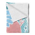 thumbnail image 2 of Blue and Pink Soft Flannel Fleece Throw Blanket, Happy Flying Pig with Wings on Retro Style Dotted Oval, Cozy Plush for Indoor and Outdoor Use, 50" x 60", Pale Sky Blue Pale Pink, by Ambesonne, 2 of 5