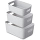 thumbnail image 1 of Set Of 3 White Plastic Storage Basket, Plastic Storage Basket, Plastic Basket With Handle For Stackable Cupboards, Kitchen, Bedroom, Bathroom, Office, 1 of 3