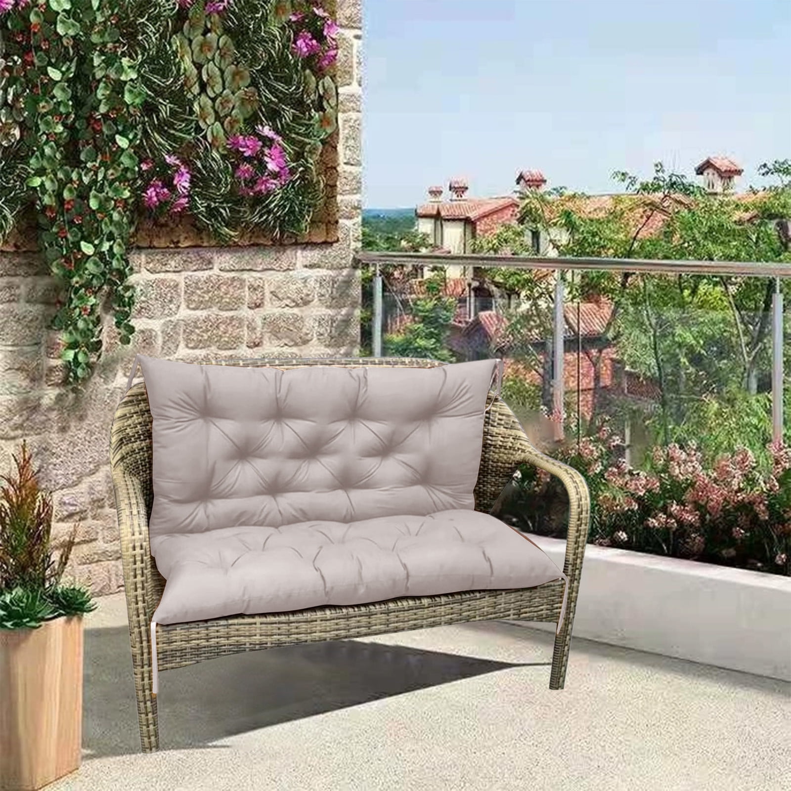 YOTQUSKI Summer Patio Cushions,Swing Cushions with Backrest, Extra Thick Removable Durable Swing Bench Cushions for Outdoor Furniture Patio Garden Backyard