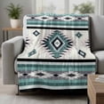 thumbnail image 2 of Turquoise Boho Blanket Soft Cozy Warm Throw Blanket for Couch, Plush Fuzzy Flannel Fleece Blankets for Sofa, Southwestern Ethnic Aztec Retro Geometric Bed Blankets Lightweight Gifts for Men, 40"x50", 2 of 9