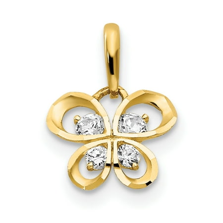 14k Yellow Gold CZ Children's Butterfly Pendant