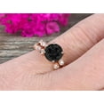 thumbnail image 2 of Vintage Looking 10k Rose Gold 2 Carat Round Cut Black Diamond Moissanite Engagement Rings With Unique Matching Wedding Band Art Deco, 2 of 2