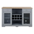 thumbnail image 5 of Barara King Entertainment Center, TV Console Table,Buffet Cabinet, Sideboard with 2 Drawers and Elegant Glass Door Cabinets, Wine and Glass Rack,Blue and Oak, 5 of 14