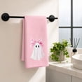 thumbnail image 3 of Pink Halloween Hand Towel for Bathroom and Kitchen Decor, 23.6 x 15.8 Inch Soft Absorbent Waffle Weave Towel with Cute Ghost and Bow Design, Fall Home Textile Accessory, 3 of 8