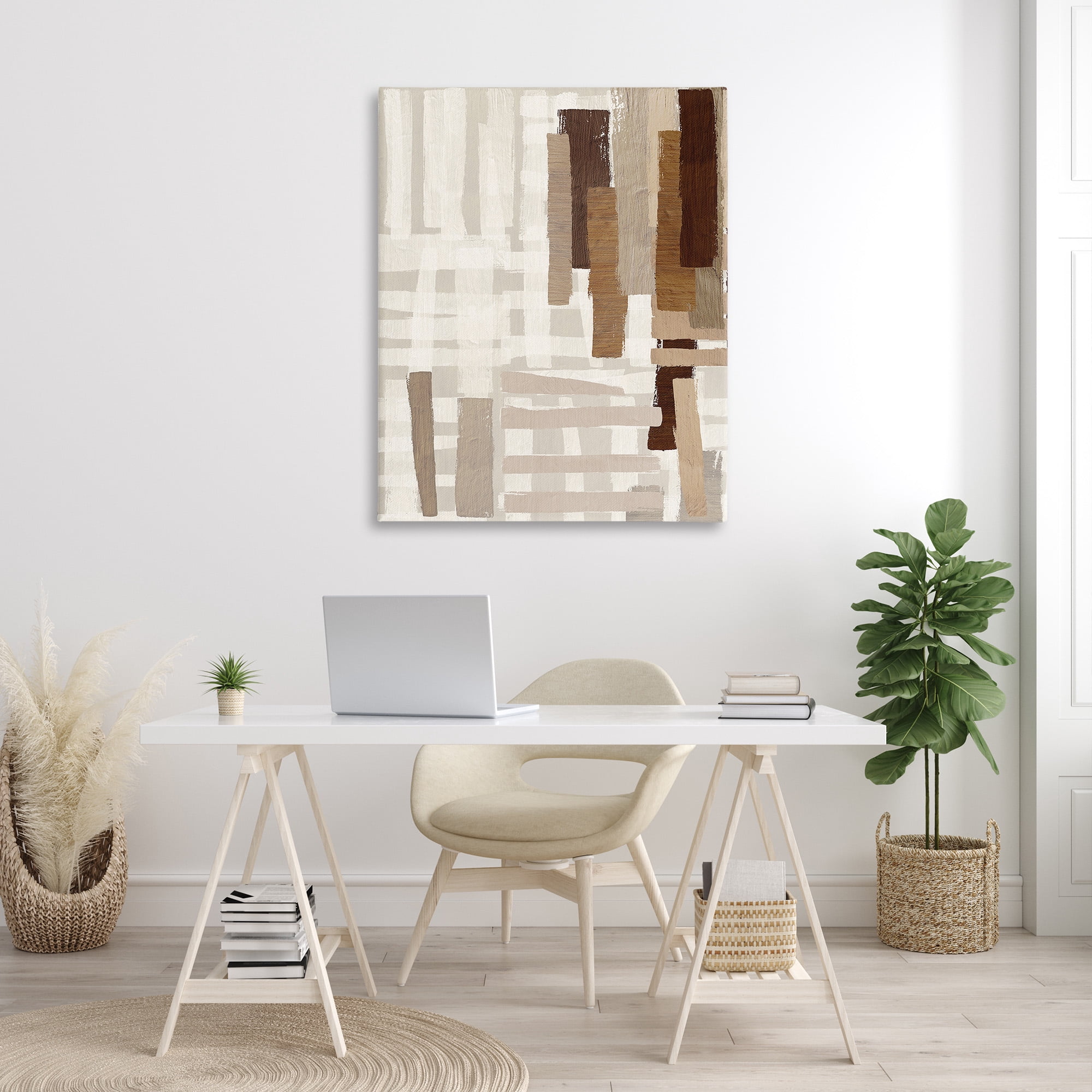 Stupell Industries Rustic Hatched Pattern Abstract Painting Gallery Wrapped Canvas Art Print Wall Art, 36 x 48