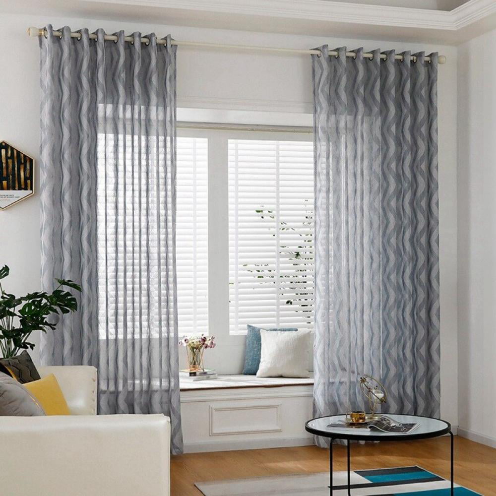 Wisremt New Geometry White Embroidery Tulle Curtains For The Living Room Modern Sheer Curtain For Bedroom Window Blind Voile Custom Size Gray 140x260cm Walmart Com